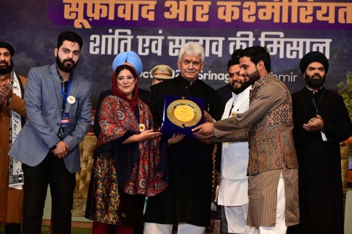 LG Manoj Sinha with religious leaders in Jammu on Saturday.