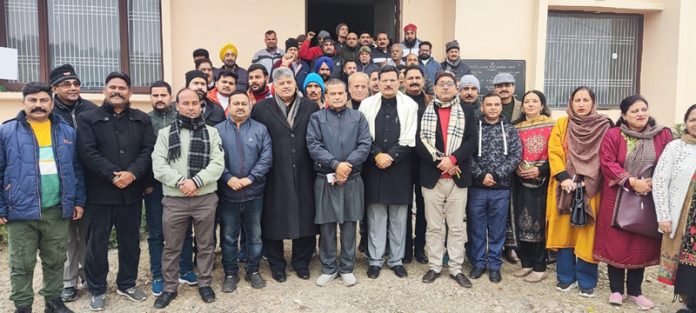 Senior BJP leaders at the conclusion of Samba Mandal booth public dialogue campaign on Saturday.