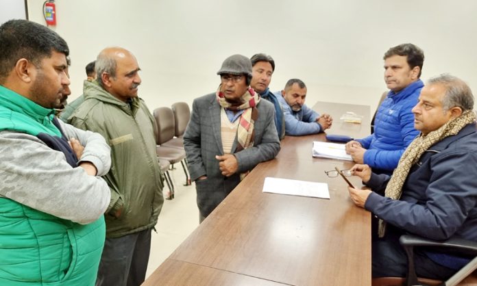 Former MLA, Ashwani Sharma during a public Darbar at BJP Office Jammu on Saturday.