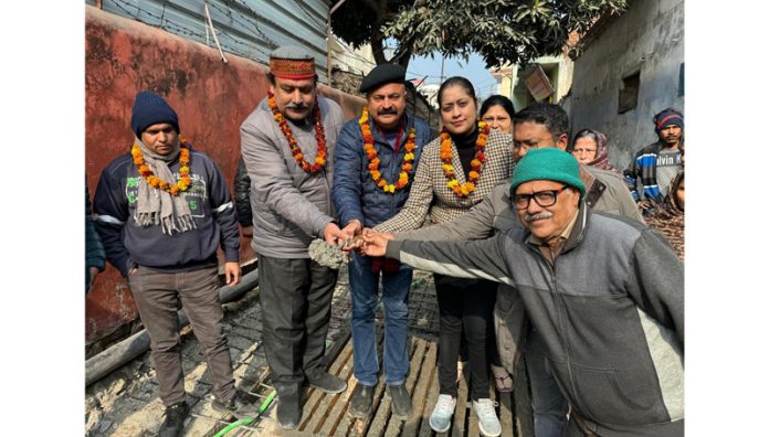 Yudhvir Sethi, J&K BJP Vice President starting development works in New Plot area on Saturday.