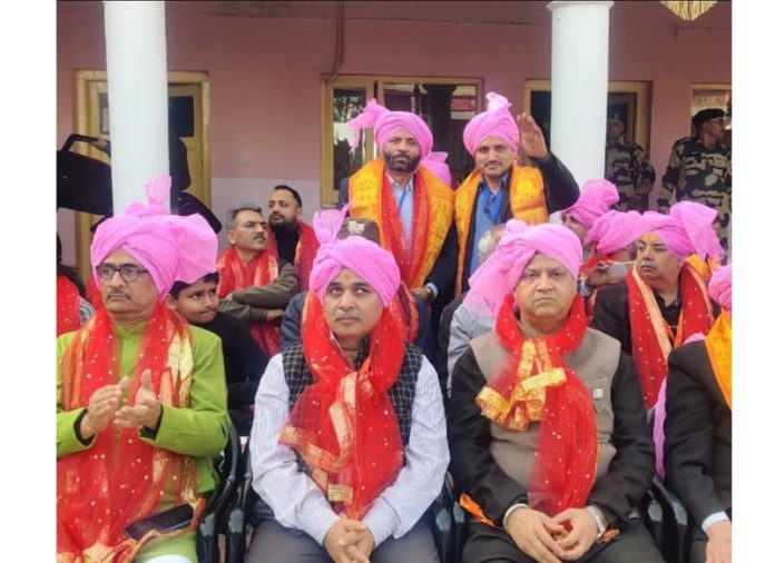 Saksham dignitaries participating in a programme in Jammu on Saturday.