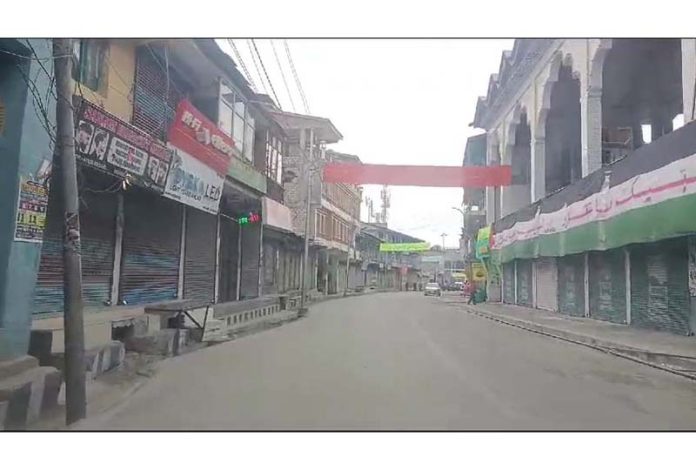 A view of complete bandh in Kargil on Saturday. -Excelsior/Basharat Ladakhi