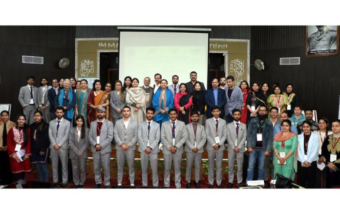 Delegates and guests with organizers of Intl conference by ICccR &HRM at JU during valedictory function.