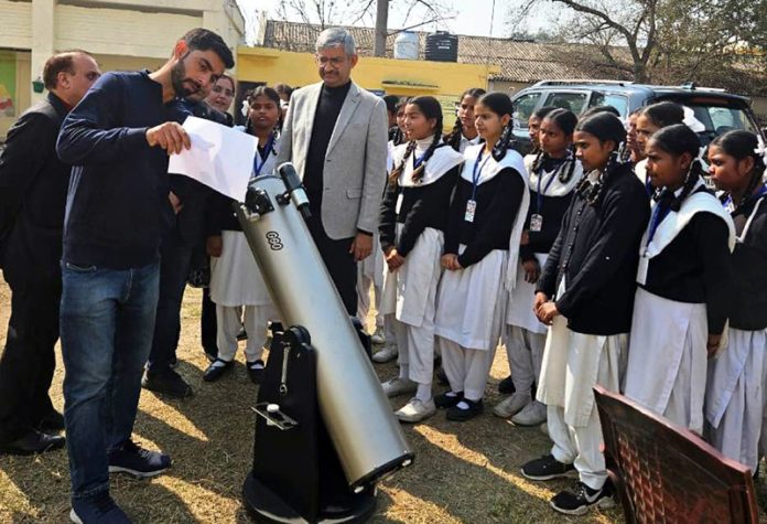 Project Director Samagra Shiksha during visit to a school in Jammu on Saturday.