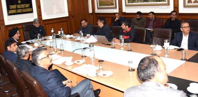 Chief Secretary Atal Dulloo chairing a meeting on Saturday.