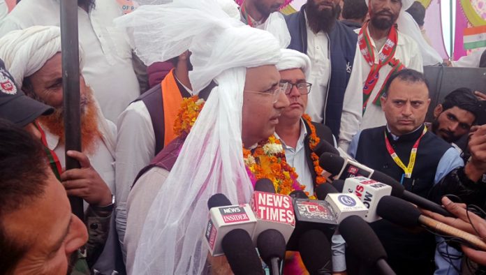 BJP MP Ghulam Ali Khatana during a function at Jammu on Saturday.