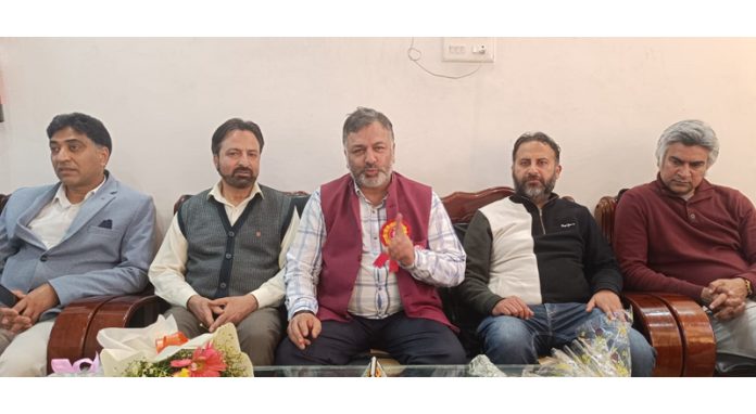 AIJKBOF office bearers during a meeting in Jammu on Saturday.