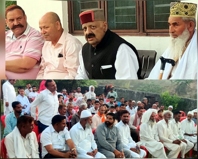 Senior BJP leader Devender Singh Rana addressing a gathering on Saturday.