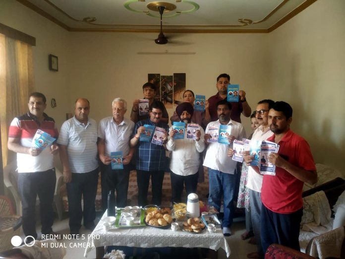 Apni Party Provincial President, Manjit Singh during his meeting with the Migrant KPs in Jammu on Saturday.