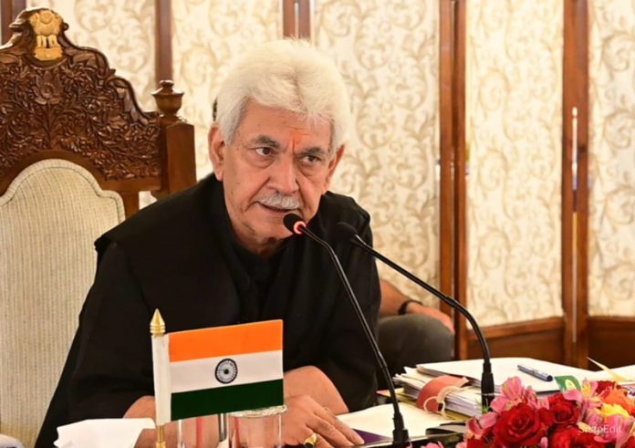 LG Manoj Sinha reviewing security arrangements at a high-level meeting in Srinagar on Saturday.