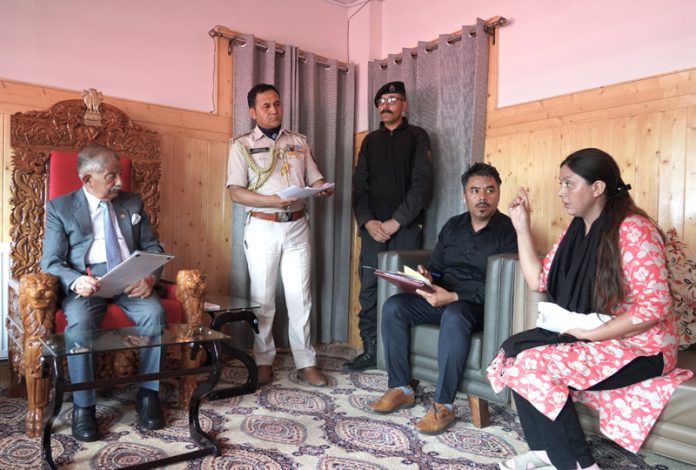 LG Mishra meeting a delegation at Leh.