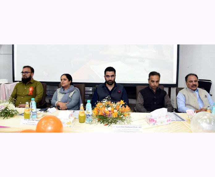 Secretary H&ME Dr Syed Abid Rasheed Shah chairing a meeting.