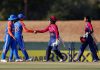 Players of India & UAE interacting with each other during T20 match at Dambulla on Sunday.