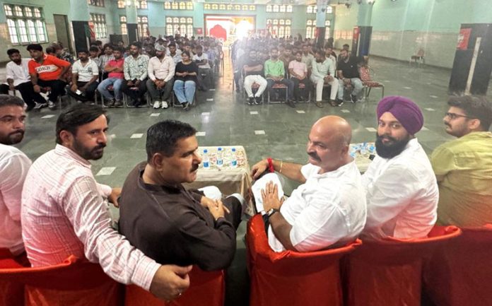 BJP leaders during a public meeting in Jammu on Saturday.