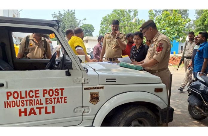 Police investigating the murder of youth at a Drug De addiction Centre Kathua on Thursday. -Excelsior/Pardeep