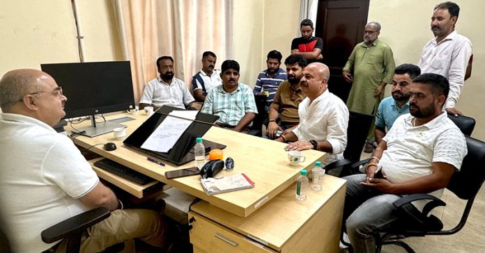 Delegation led by BJP leader, Yudhvir Sethi meets Executive Engineer PWD at Nagrota on Saturday.