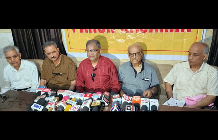 PK leaders at a press conference at Jammu on Monday. -Excelsior/Rakesh