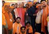 LG Manoj Sinha with pilgrims at Nunwan base camp on Tuesday.