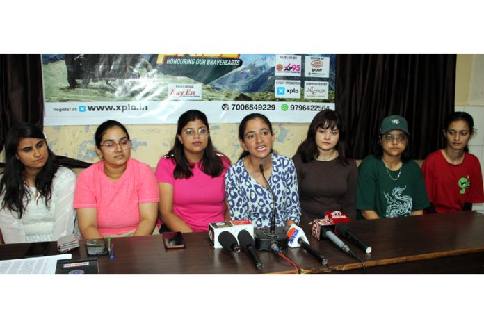 Convener Shakti Udghosh Foundation, Dr. Preeti Choudhary addressing press conference at Jammu on Tuesday. -Excelsior/Rakesh