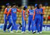 Indian women’s cricket team celebrating victory against arch-rival Pakistan in a Asia Cup T20 match at Dambulla on Friday.