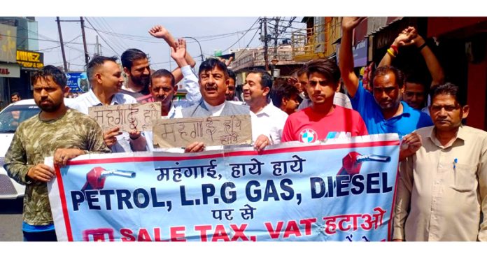 MSJK activists raising slogans during a protest at Jammu on Tuesday.