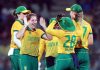 South Africa women cricket team celebrating after defeating India.