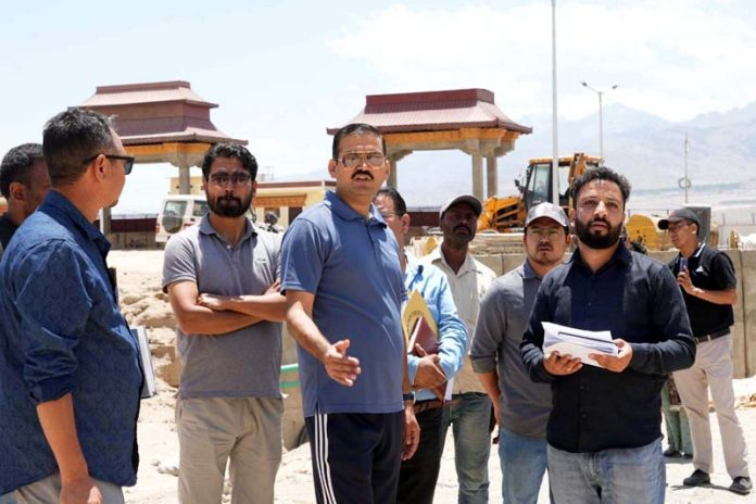 Vikram Singh Malik, Secretary, Youth Services and Sports Department Ladakh inspecting sports projects.