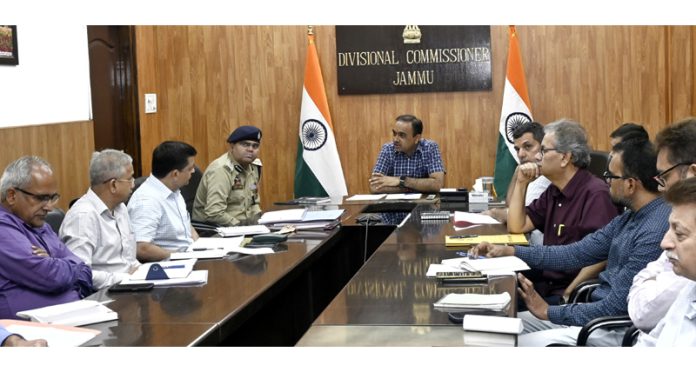 Div Com Jammu, Ramesh Kumar chairing a meeting on Saturday.