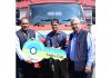 J&K Bank MD and CEO, Baldev Prakash, handing over the keys of a multi-purpose vehicle to SASB CEO, Dr Mandeep K Bhandari, at Raj Bhawan in Srinagar on Thursday.