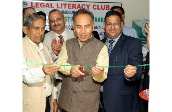 Chief Justice Tashi Rabstan inaugurating Legal Literacy Club at DPS Udhampur.