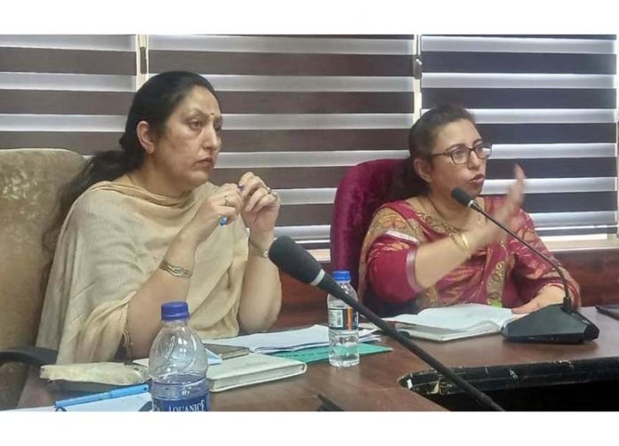 Additional Commissioner STD, Jammu Namrita Dogra chairing a meeting at Jammu on Friday.