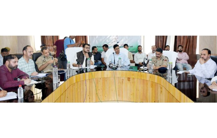 Principal Secretary Home Chandraker Bharti chairing a meeting on Tuesday.