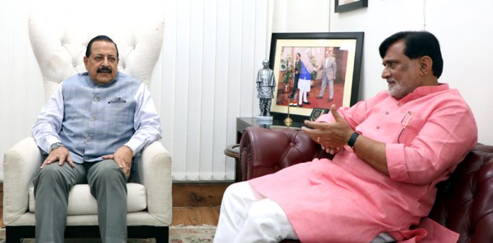 Administrator of Lakshadweep, Daman Diu, Dadra and Nagar Haveli, Praful Patel calling on Union Minister Dr Jitendra Singh at New Delhi on Wednesday.