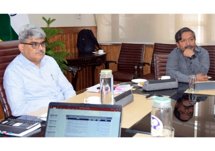 Chief Secretary Atal Dulloo chairing a meeting on Saturday.