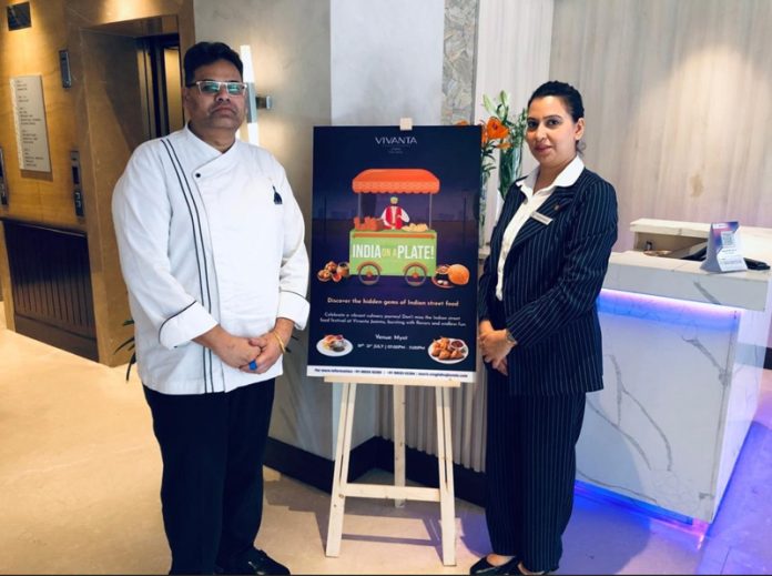 Sudhin Gaikwad, Executive Chef Vivanta Jammu launching Street Food Festival in Jammu on Friday.