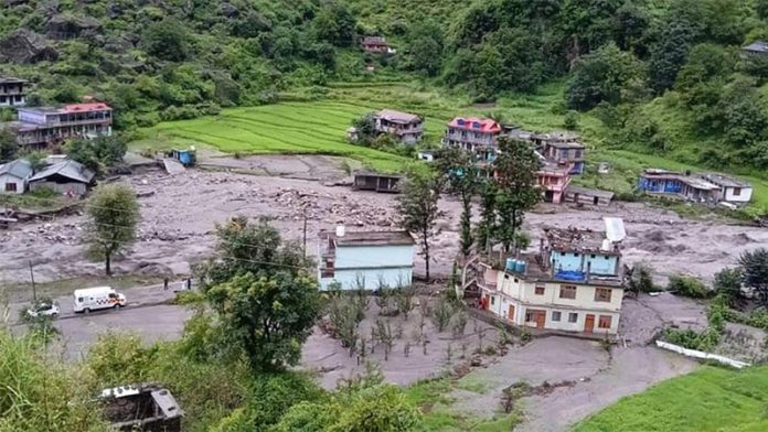 Cloud burst at Shamej in Rampur area of Shimla district in Himachal Pradesh.