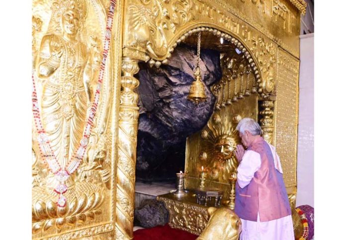 Lt Governor Manoj Sinha paying obeisance at Shri Mata Vaishno Devi Shrine.