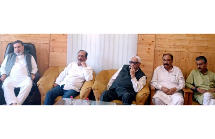 Apni Party leaders during meeting at Srinagar on Monday.