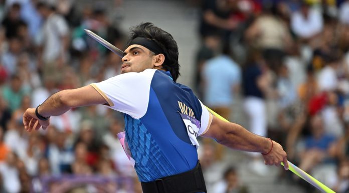 PARIS, Aug. 6, 2024 -- Neeraj Chopra of India competes during the men's javelin throw qualification of Athletics at the Paris 2024 Olympic Games in Paris, France, Aug. 6, 2024. UNI