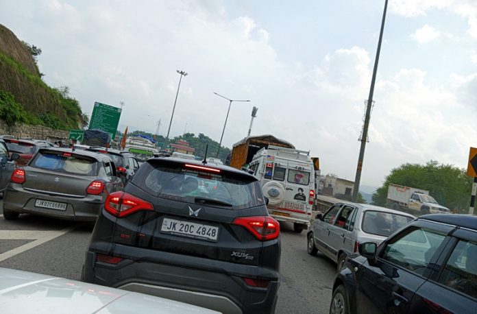 Massive traffic chaos at Ban Toll Plaza on Monday afternoon.