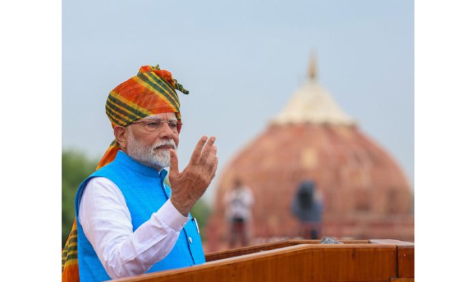 PM Narendra Modi addressing the Nation on the occasion of 78th Independence Day at Red Fort in Delhi.