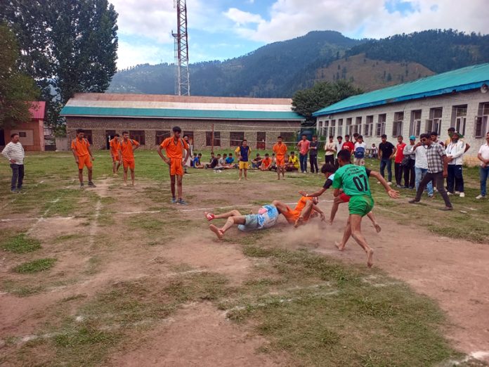 Players in action during a Zonal level match at Bhaderwah.