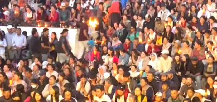 A prayer meeting being held for the accident victims in Leh on Friday.