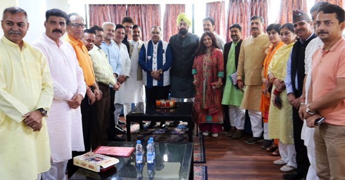 BJP leaders during their visit to election war room in Channi Himmat on Wednesday.