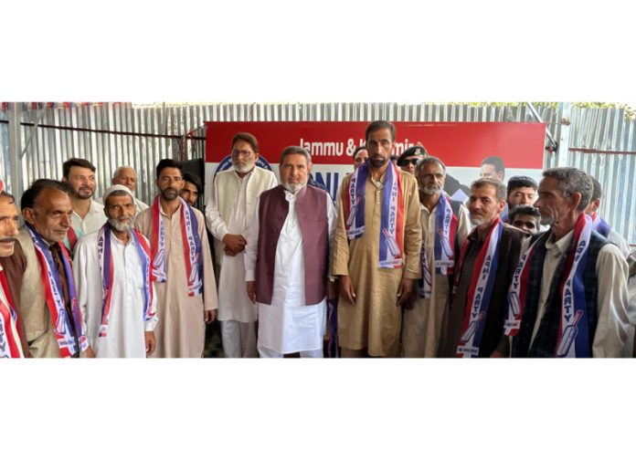 Many political activists joining Apni Party in Uri during public meeting on Monday.