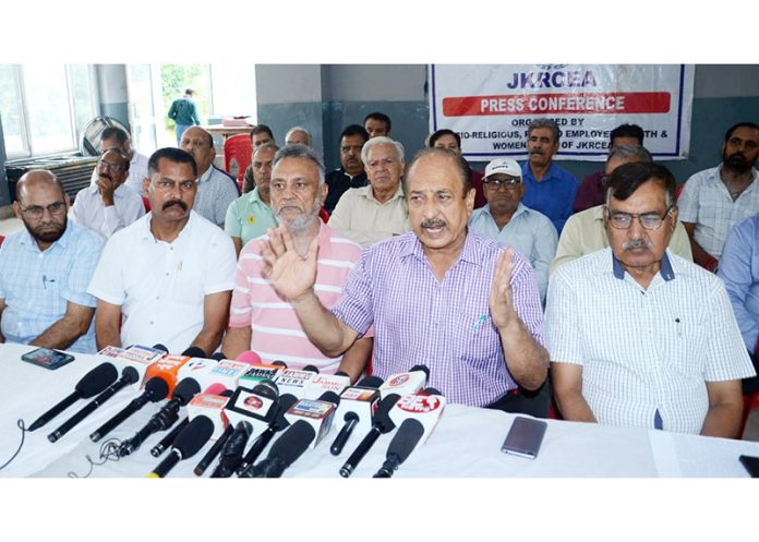 Reserved Category employees during a press conference on Wednesday.