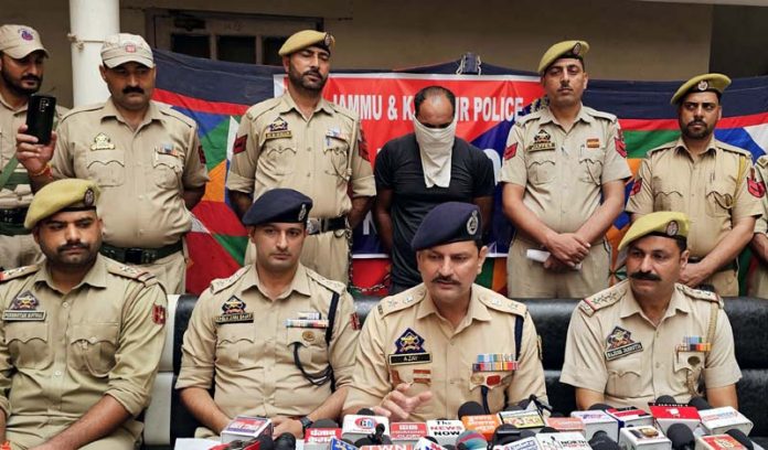 SP Jammu South, Ajay Sharma, addressing media persons in Jammu on Thursday. -Excelsior/Rakesh