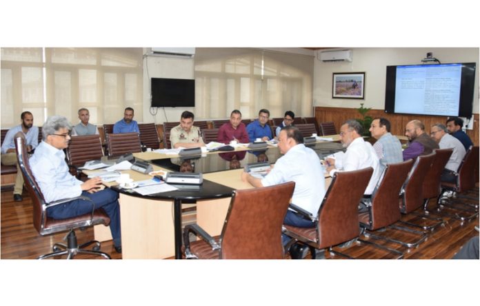 Chief Secretary Atal Dulloo chairing a meeting on Wednesday.