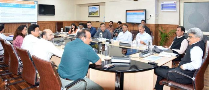 Chief Secretary Atal Dulloo chairing a meeting on Tuesday.