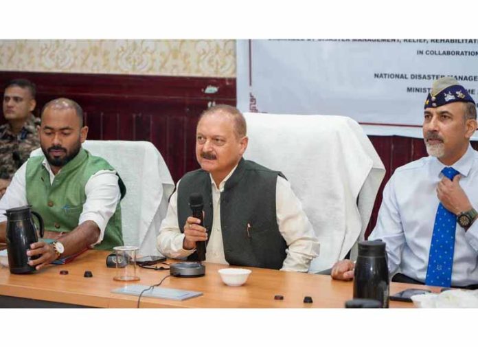 Dr Pawan Kotwal, Advisor to LG Ladakh, chairing a meeting at Leh on Wednesday.